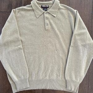 Kirkland 100% Cashmere Green Polo Sweater